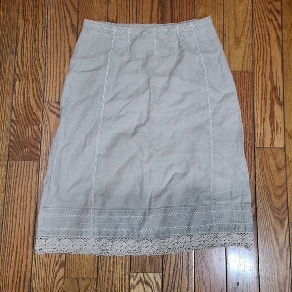J. Jill Women's 100% Linen Embroidered Skirt - Picture 1 of 3